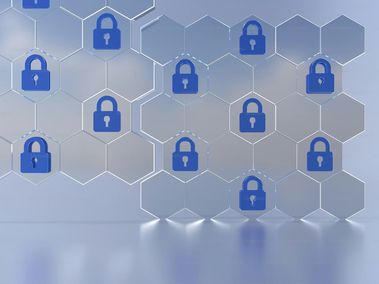 A grid of padlocks representing layered access control